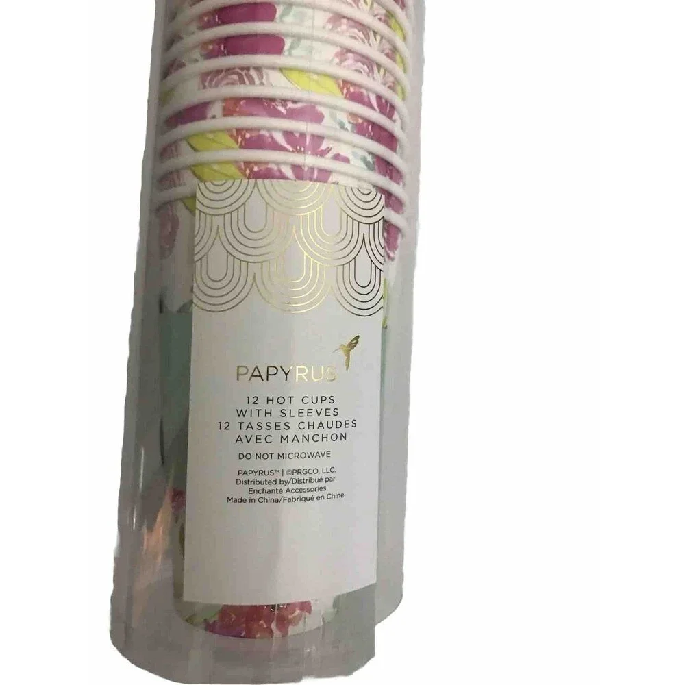 Papyrus Disposable Easter Paper Hot Cups - Pack of 12 with Lids & Sleeves